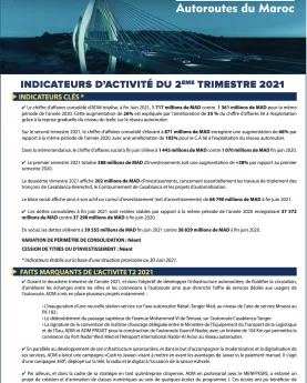 INDICATEURS D’ACTIVITÉ DU 2EME TRIMESTRE 2021