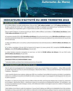 INDICATEURS D’ACTIVITÉ DU 2ème TRIMESTRE 2022