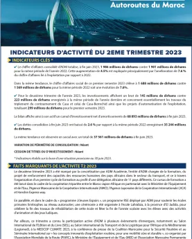 INDICATEURS D’ACTIVITÉ DU 2ème TRIMESTRE 2023