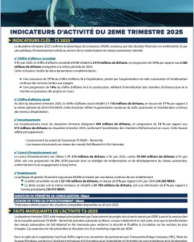 INDICATEURS D’ACTIVITÉ DU 2ème TRIMESTRE 2025