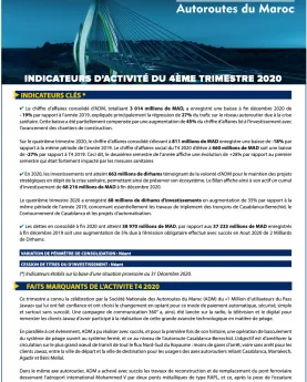 INDICATEURS D’ACTIVITÉ DU 4ÈME TRIMESTRE 2020